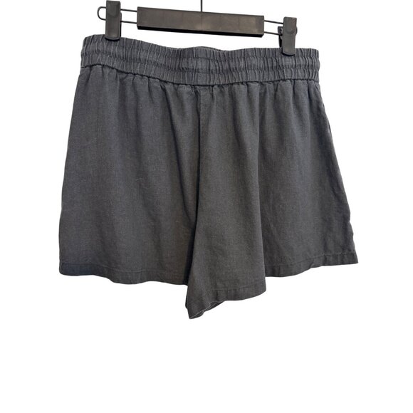 Zara Medium Dark Gray Viscose & Linen Blend Elastic Waist Shorts - Picture 5 of 9